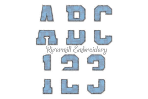 4 Split Varsity Zig Zag Embroidery Font