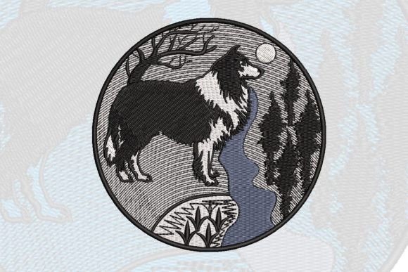 Collie Dog Embroidery Design