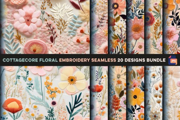 Cottagecore Floral Embroidery Seamless