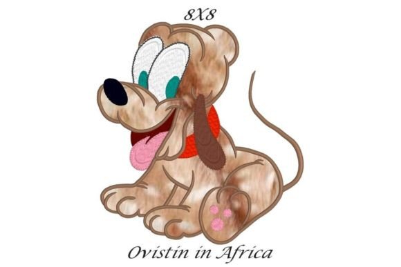 Cute Dog Sitting Applique Embroidery