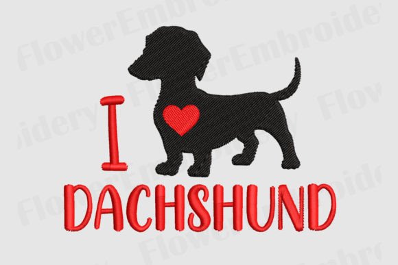 Daschund Dog Machine Embroidery
