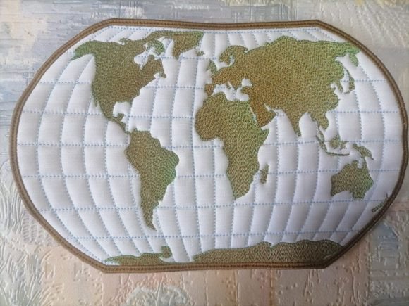 Earth Machine Embroidery Design Napkin for Hot