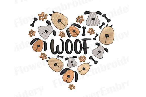I Love Dog Machine Embroidery Design