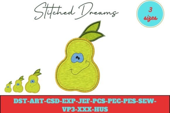 Smiling Pear Embroidery Design